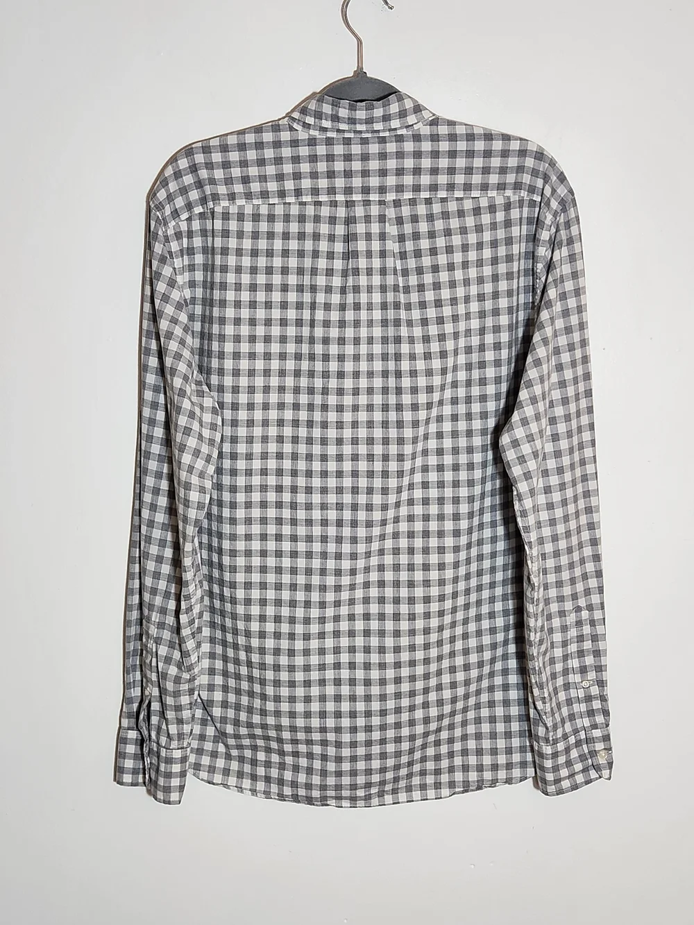 J. Crew Gray and White Gingham Check Button Down Shirt Size Large